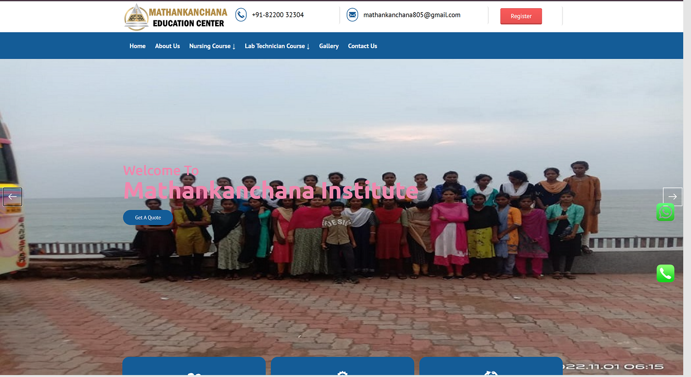MK Nursing Ramnad website screenshot
