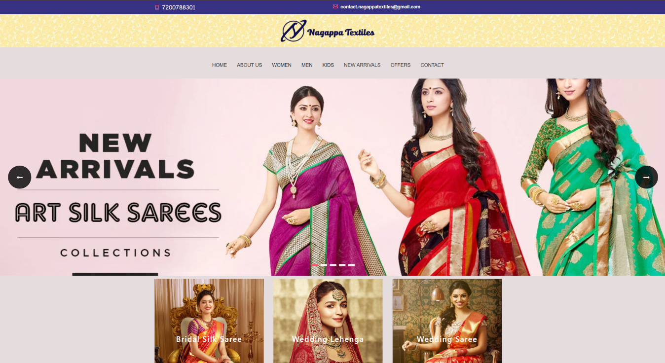 Nagappa Textiles website screenshot