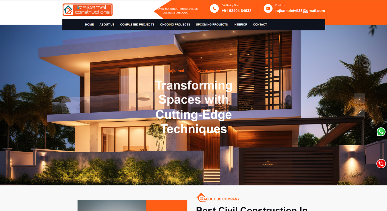 Raj Kamal Constructions website screenshot
