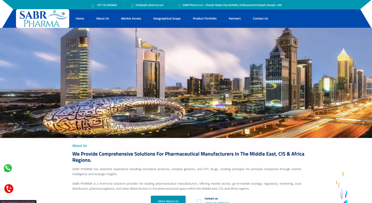 Sabr Pharma website screenshot