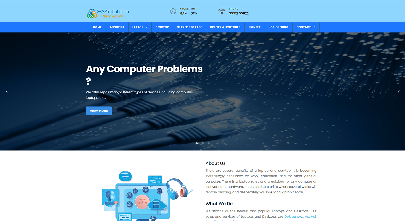 SM Infotech website screenshot