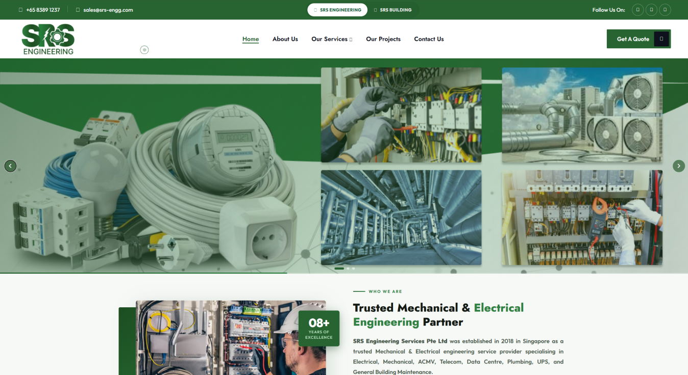 SRS Engineering website screenshot