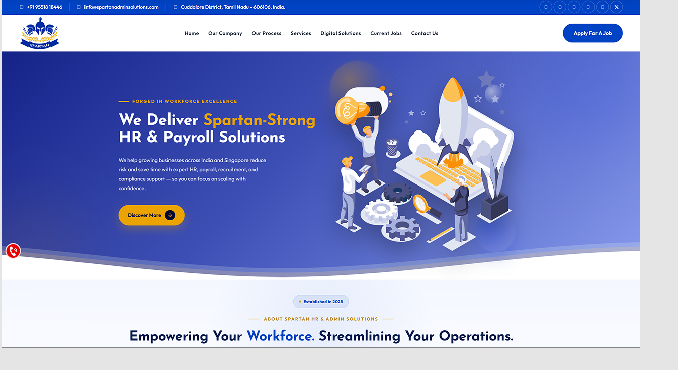 Spartan Admin Solutions website screenshot