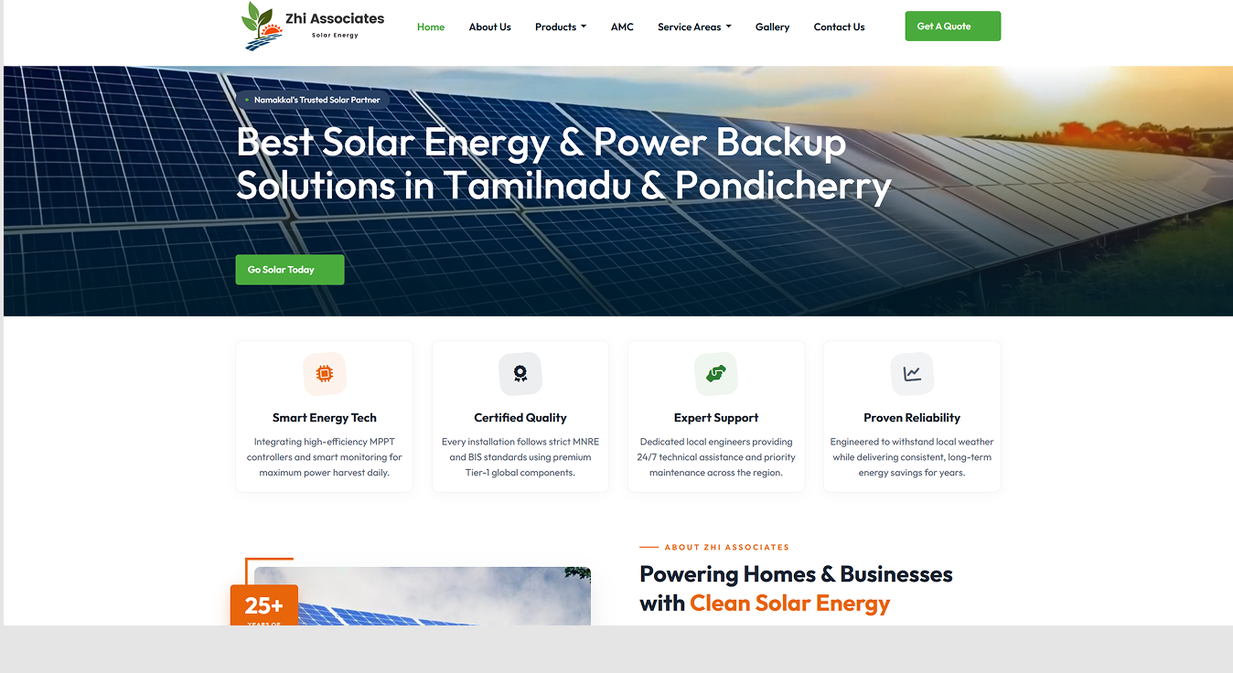 Solar Power Namakkal website screenshot