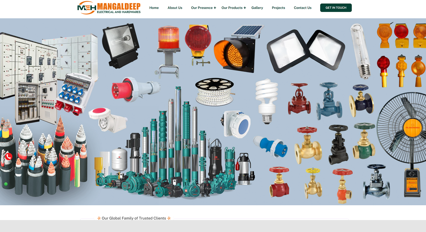Mangaldeep Electricals website screenshot